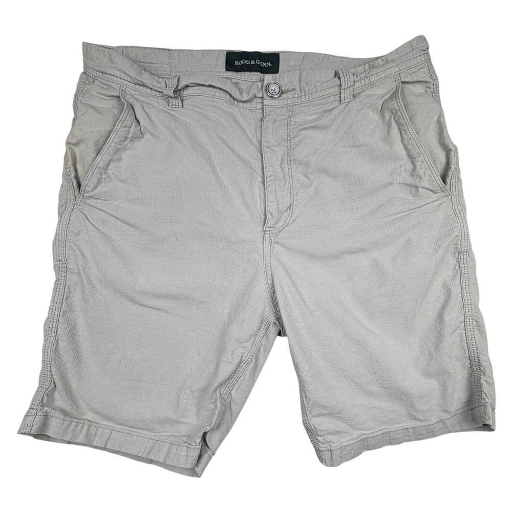 Rodd & Gunn Mens 32 Light Grey Textured Chino Shorts Classic Fit Cotton Blend